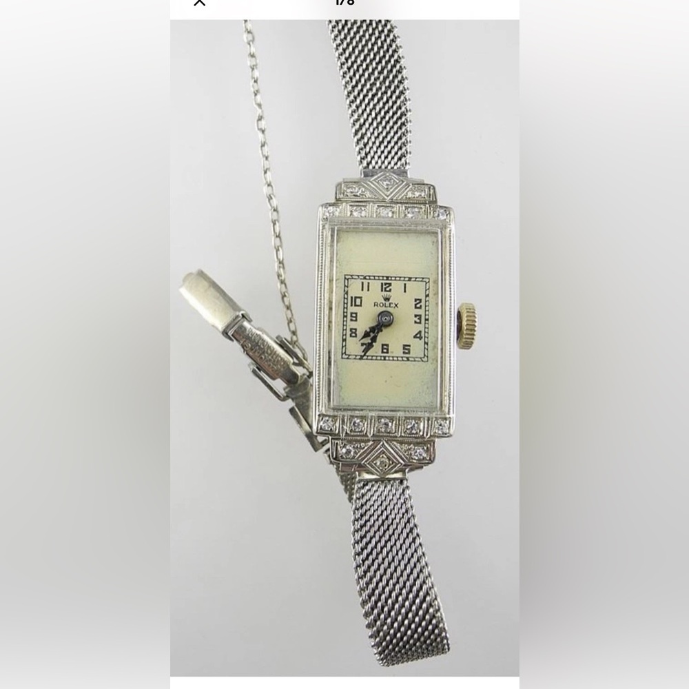 Rolex vintage Women's 18k white gold manual winding diamond watch